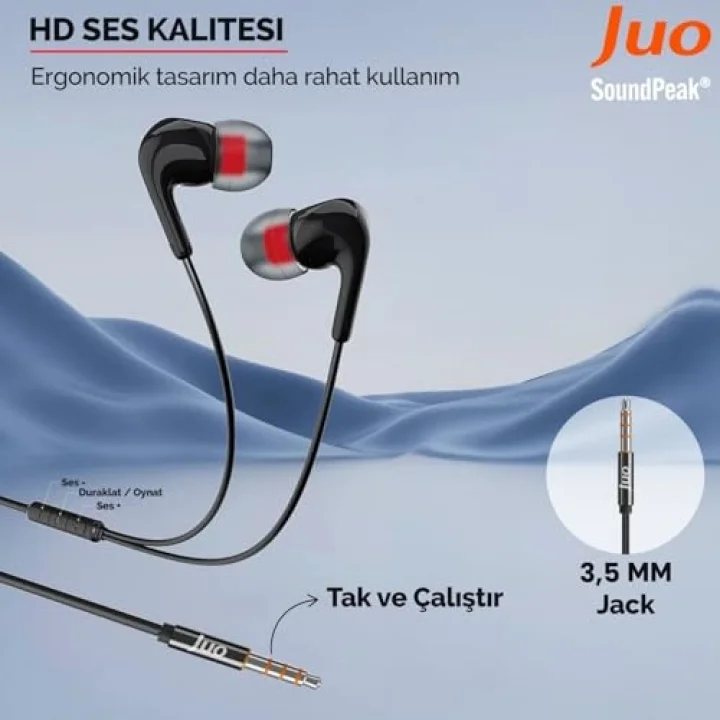 3.5mm Jack Girişli Mikrofonlu Kablolu Kulak İçi Kulaklık