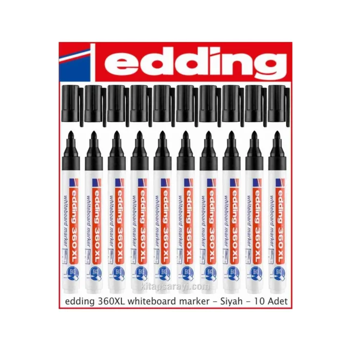 360XL Whiteboard Marker, Siyah, 10lu Paket