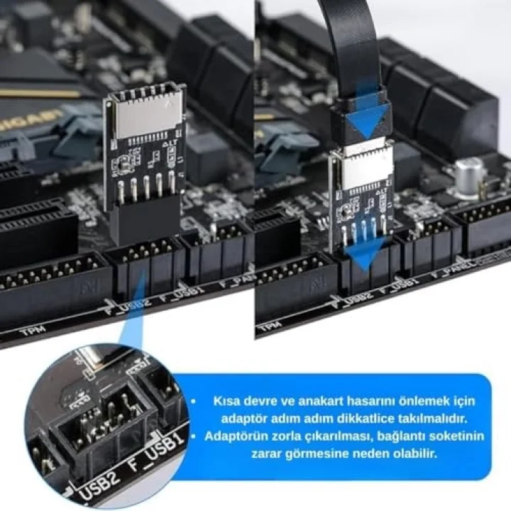3649 Usb2.0 9 Pin - Type-E Anakart Çevirici Dönüştürücü Adaptör
