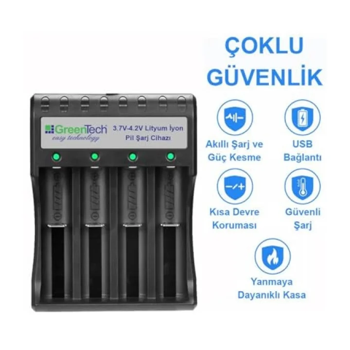 3.7 – 4.2 Lityum İyon Pil Şarj Cihazı (Dört Yuvalı) / GT-BC05
