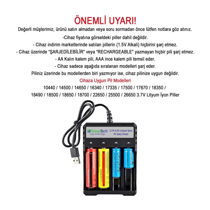3.7 – 4.2 Lityum İyon Pil Şarj Cihazı (Dört Yuvalı) / GT-BC05
