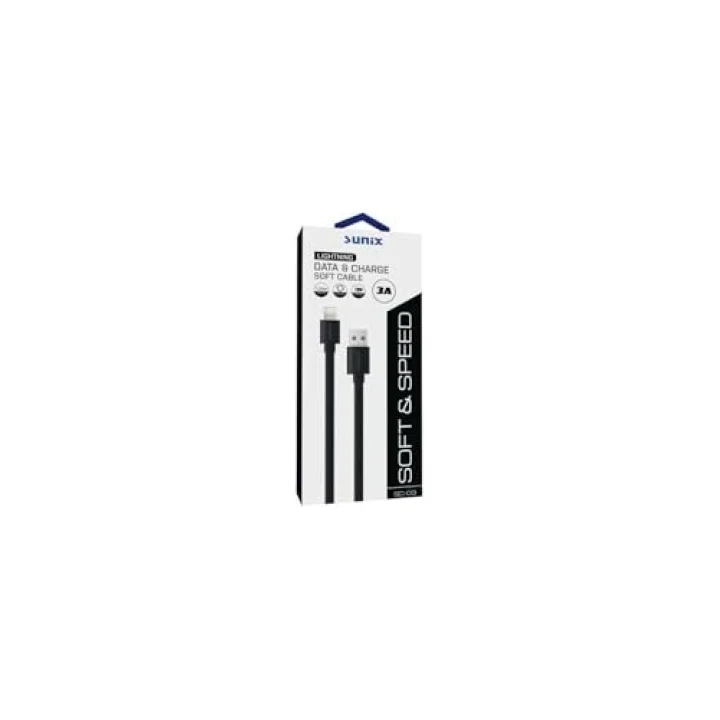 3A Soft Kablo Lightning Şarj Ve Data Kablosu Siyah Sc-03