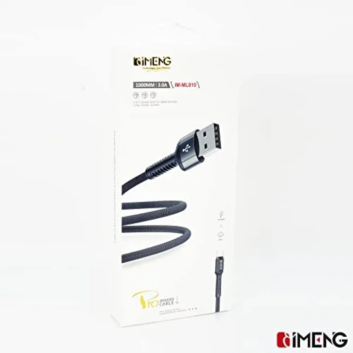 3A USB-A to Micro Pro Braided Örgülü Data ve Hızlı Şarj Kablosu 1 Metre Siyah