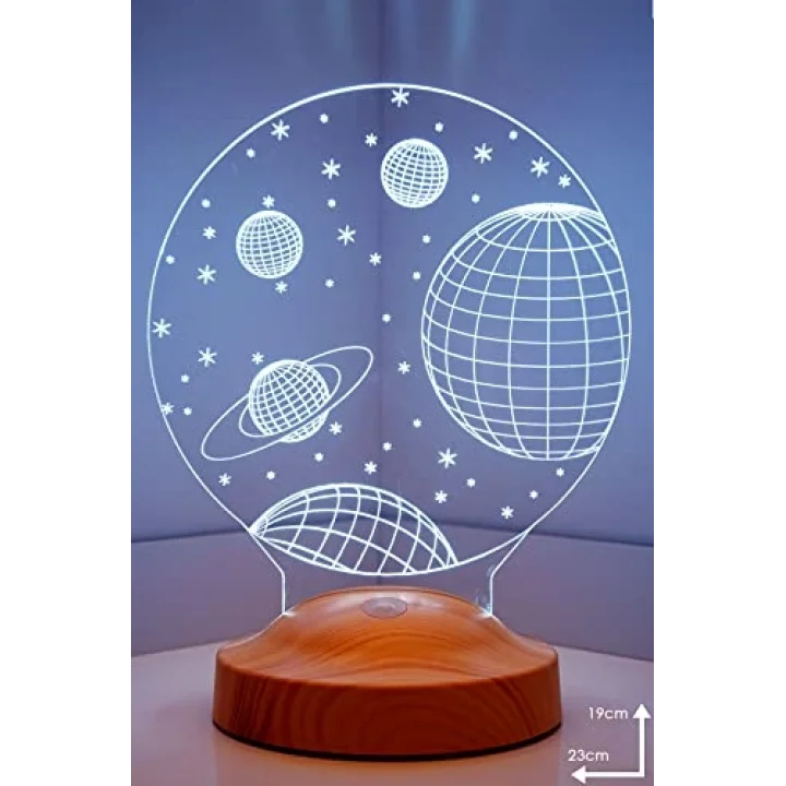 3D 3 Boyutlu Uzay Temalı LED Lamba