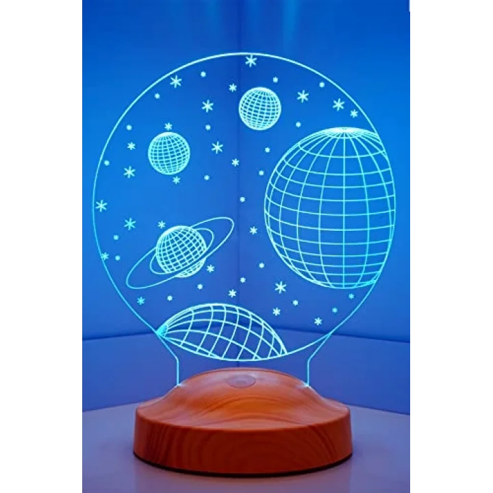 3D 3 Boyutlu Uzay Temalı LED Lamba