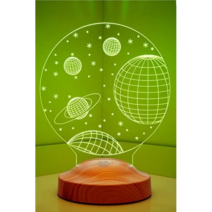 3D 3 Boyutlu Uzay Temalı LED Lamba