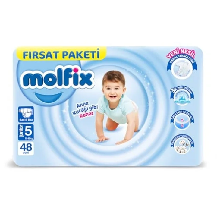 3D Bebek Bezi, Junior 5 Beden, Fırsat Paketi 48 Adet