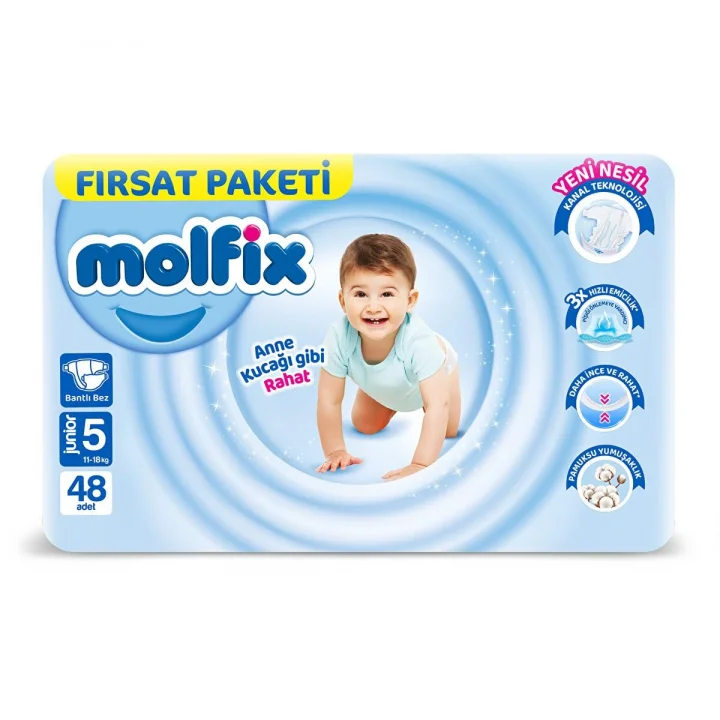 3D Bebek Bezi, Junior 5 Beden, Fırsat Paketi 48 Adet