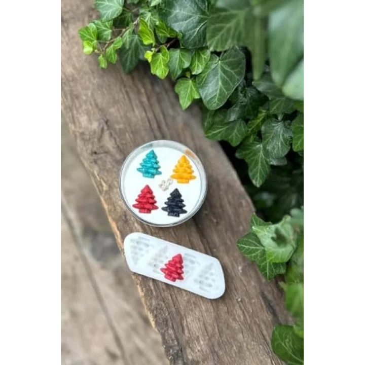 3D Çam Ağacı Mini Dörtlü Mum Kalıbı (Silikon)