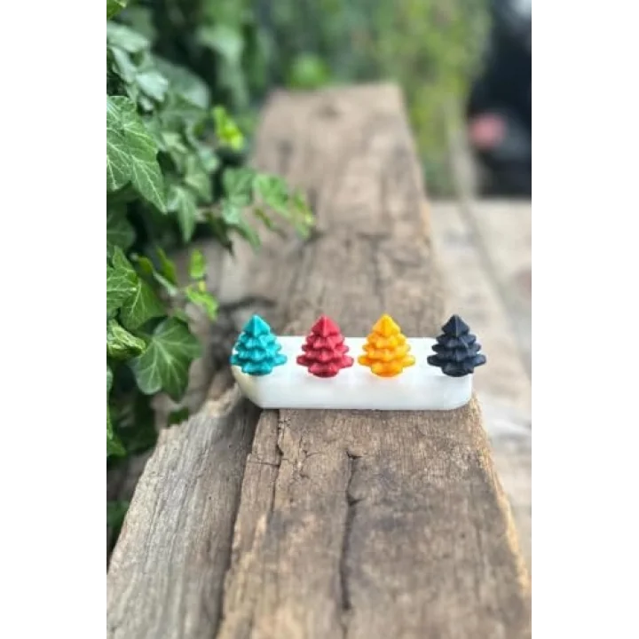 3D Çam Ağacı Mini Dörtlü Mum Kalıbı (Silikon)