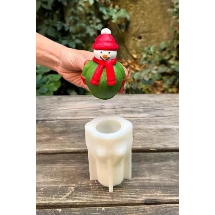 3D Christmas Kardan Adam Silikon Mum Kalıbı