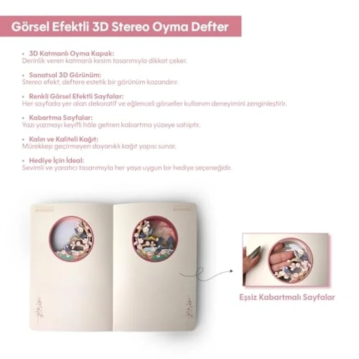 3D Katmanlı Oyma Defter – Panda Temalı Stereo Kapak, 60 Sayfa 120 Yaprak Yaratıcı Tasarım Not Defteri, Katmanlı Sanatsal Kapaklı Günlük