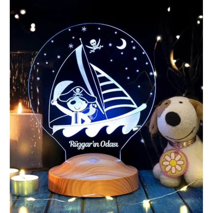 3D Korsan 3 boyutlu Çocuk Bebek Hediyesi Led Lamba