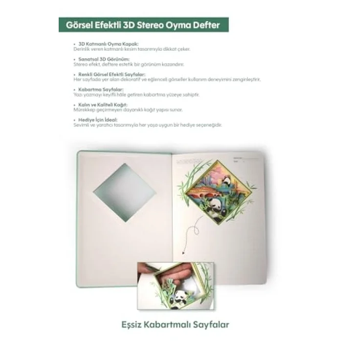 3D Panda Temalı Defter