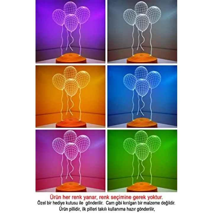 3D Uçan Balon Hediyesi 3 Boyutlu Led Lamba