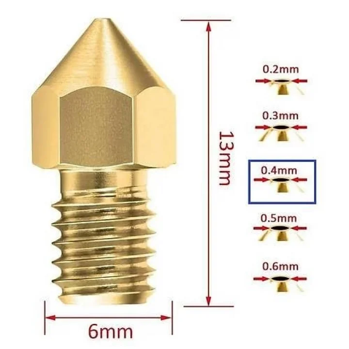 ® 3D Yazıcı Mk8 Extruder Nozzle 0.4mm 1.75mm Pirinç Malzeme