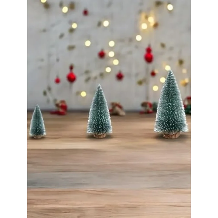 3’Lü Çam Ağacı Seti – 15 Cm, 15 Cm, 20 Cm Masa Üstü Yılbaşı Süsü, Dekorasyon Ağacı, Yeşil