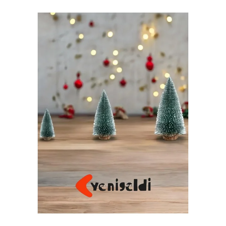 3’Lü Çam Ağacı Seti – 15 Cm, 15 Cm, 20 Cm Masa Üstü Yılbaşı Süsü, Dekorasyon Ağacı, Yeşil