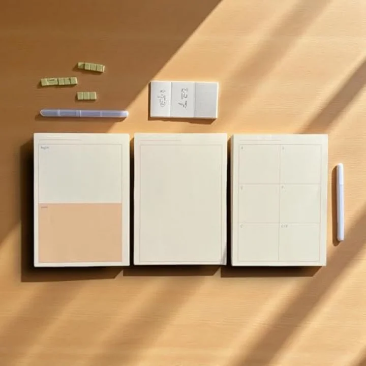 3’lü Masaüstü Planlayıcı Seti – Bugün & Yarın & Haftalık Plan | Noktalı Sayfa | Koparılabilir Blok | 3 x 80 Yaprak | 90 gr Ivory Kağıt