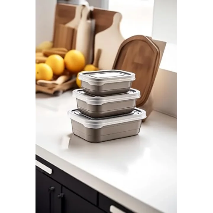 3Lü Saklama Kabı Set BEJ