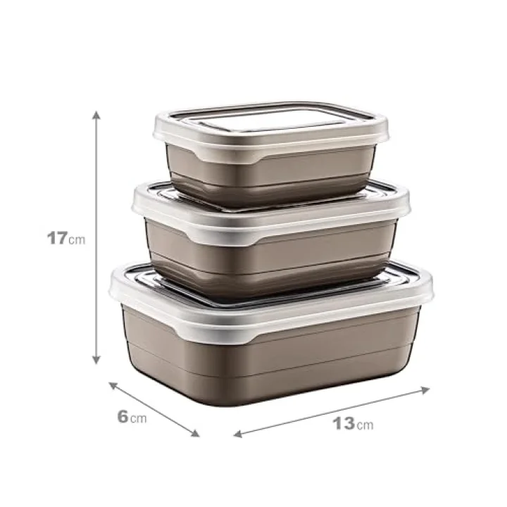 3Lü Saklama Kabı Set BEJ