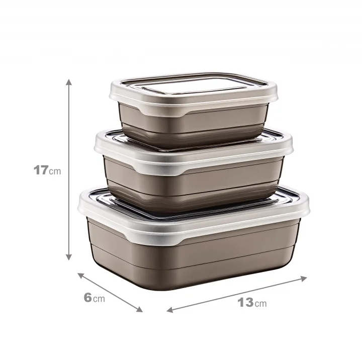 3Lü Saklama Kabı Set BEJ
