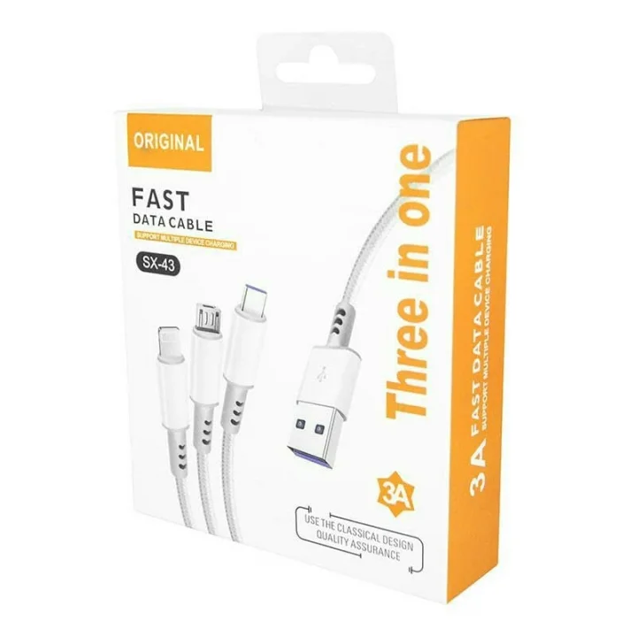 3ü1 arada USB Kablo. Şarj Kablosu, Çoklu Sarj Kablosu 3 Uçlu Type-c Uyumlu