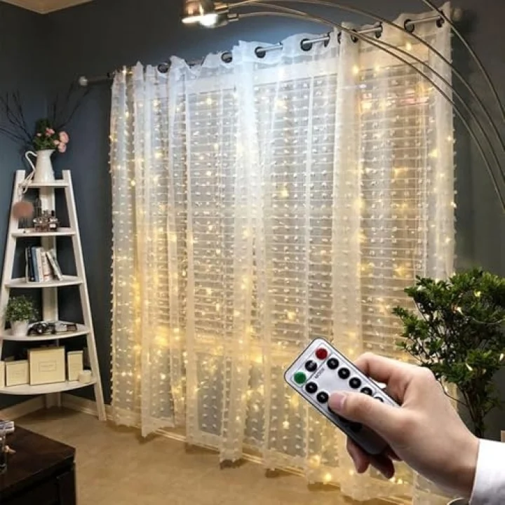 3X3 8 Fonksiyonlu Dekoratif Saçak Led Sarkıt Perde Led Eklenebilir Led Süsleme Led Peri Led Işık Ledli Işık Yılbaşı Süsü