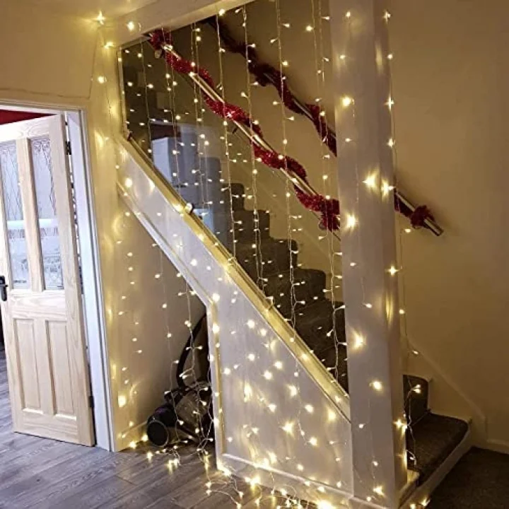 3x3 Metre Peri Led Kumandalı Perde Asma Kancalı Peri Led Yılbaşı Led Gün Işığı Led Işık 8 Modlu Parti Işığı Dekoratif Işık Led Saçak Led Işık Perde Led Yılbaşı Dekorasyon