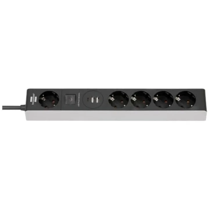 4 +1 Soketli 2 USB li 1 Type-C Grişli 1,5 Metre Kablolu Priz