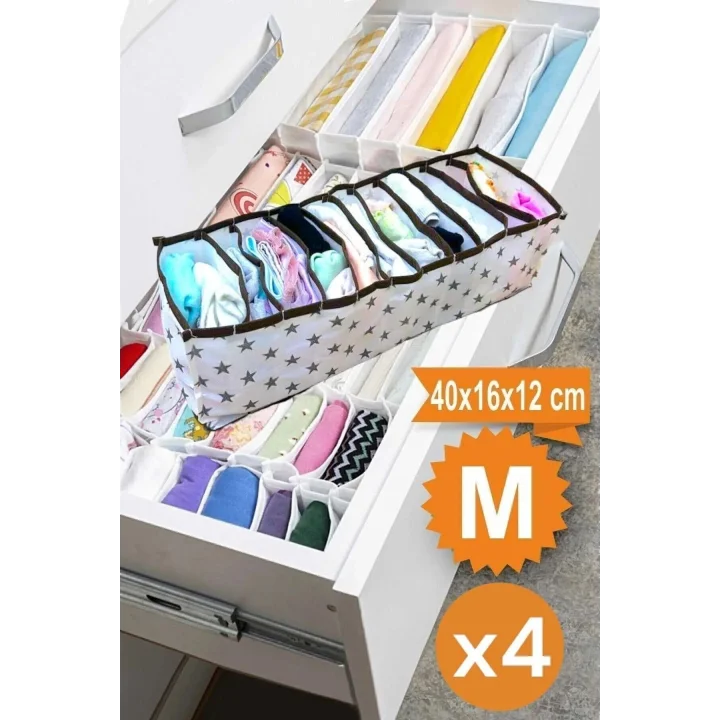 4 Adet 11 Gözlü Çekmece Içi Akordiyon Organizer M 40x16x12 Cm