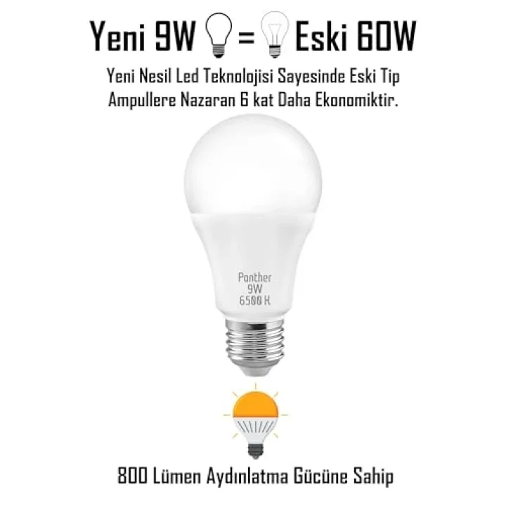 4 ADET 9W Beyaz LED E27 Ampul Tasarruflu Lamba 6500 K Beyaz Işık 800 Lümen 9W=60W