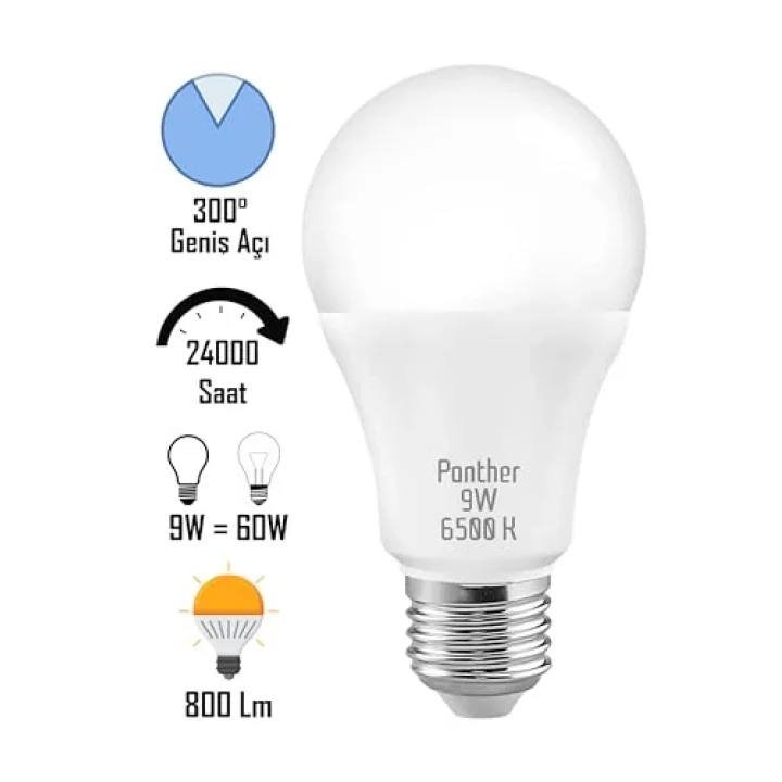 4 ADET 9W Beyaz LED E27 Ampul Tasarruflu Lamba 6500 K Beyaz Işık 800 Lümen 9W=60W