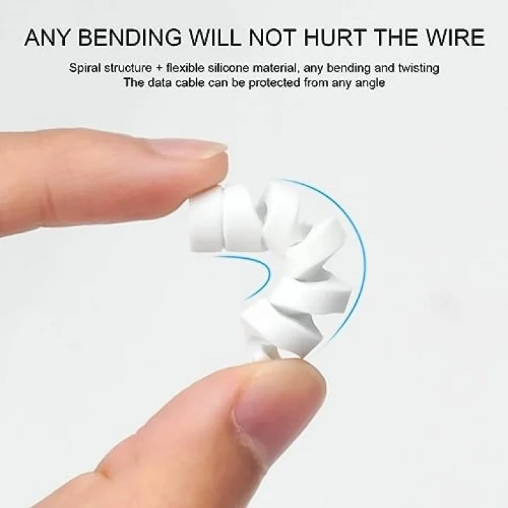 4 Adet Spiral Esnek Silikon Kablo Koruyucu iPhone - Micro USB ve TYPE-C ve Diğer Tüm Kablolar İçin Uygun Kablo Koruyucu 4 Farklı Renk