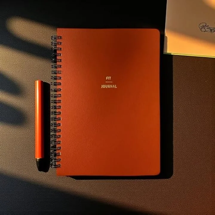 4 Aylık Hedef ve Egzersiz Planlayıcı Defter, A5 Spiralli, 132 Sayfa, Suni Deri Kapak | Fit Journal (Turuncu)