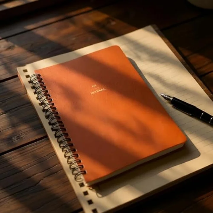 4 Aylık Hedef ve Egzersiz Planlayıcı Defter, A5 Spiralli, 132 Sayfa, Suni Deri Kapak | Fit Journal (Turuncu)