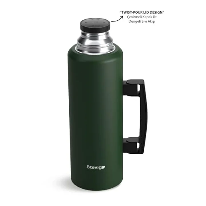 4 Camp Klasik Vakumlu Kulplu Çelik Termos 1.5 LT. Green ST-206