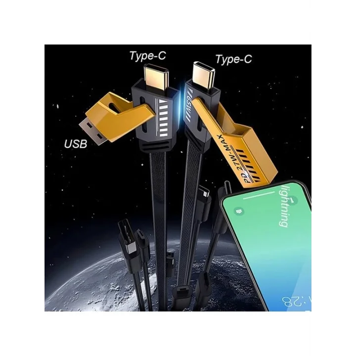 4-in-1 Usb-A Type-C To Lightning + Type-C 65w Hızlı Şarj Ve Data Kablosu (1,20mt)