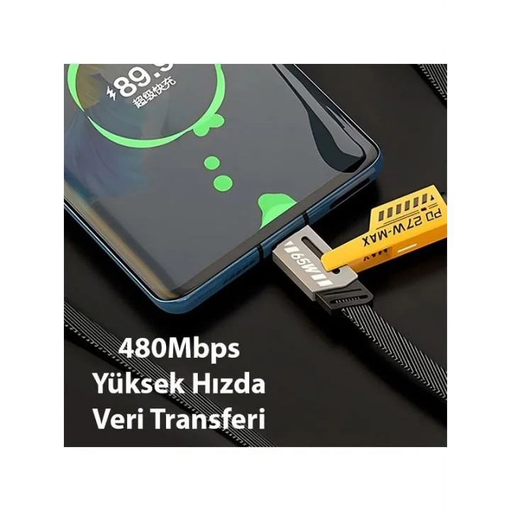 4-in-1 Usb-A Type-C To Lightning + Type-C 65w Hızlı Şarj Ve Data Kablosu (1,20mt)