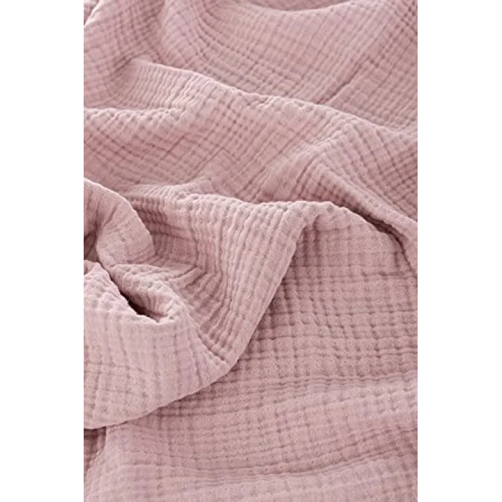 4 Kat Müslin Battaniye 120x120 cm - Pembe