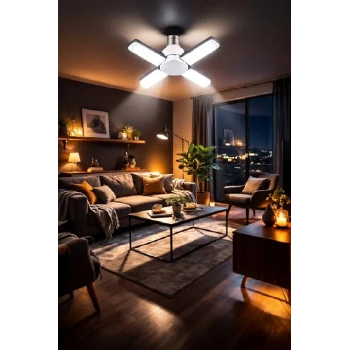 4 Kollu Katlanabilir LED Tavan Ampulü E27 Duy Uyumlu Yüksek Parlaklık Enerji Tasarruflu Modern Tavan Aydınlatma Armatürü Ev Ofis Yatak Odası Salon İçin4 Kollu Katlanabilir LED Tavan Ampulü E27 Duy Uyu
