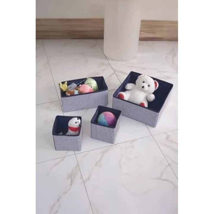 4lü Lacivert Çizgili Çekmece Içi Organizer Seti