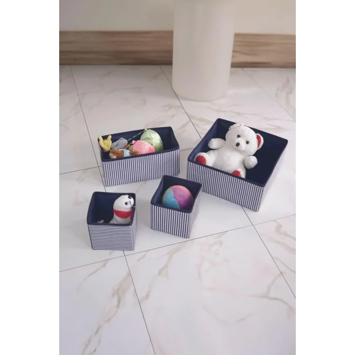 4lü Lacivert Çizgili Çekmece Içi Organizer Seti