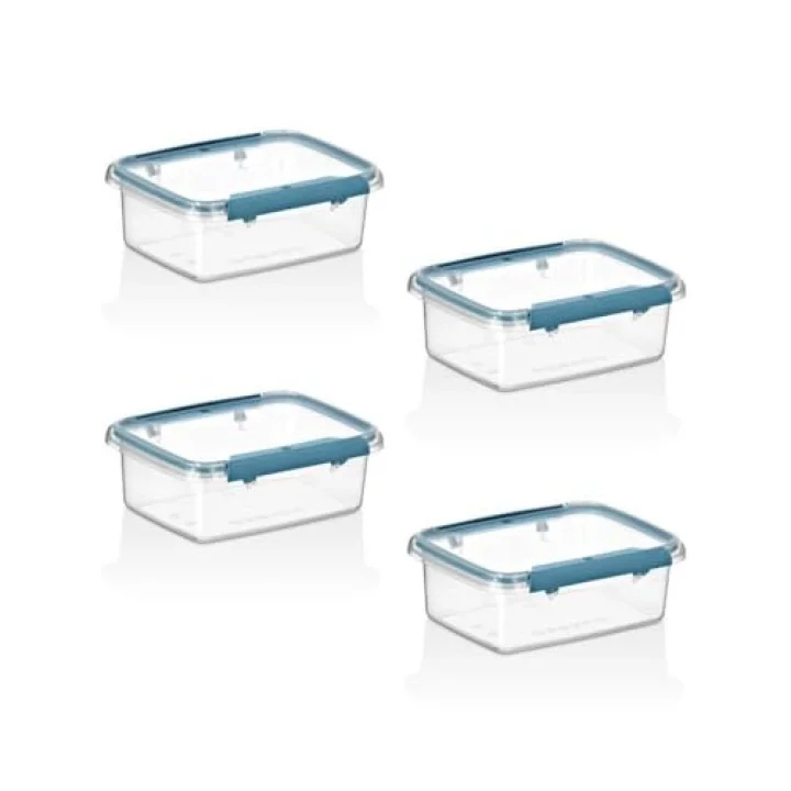 4Lü Set Press - Lock Saklama Kabı 360 ML MAVİ