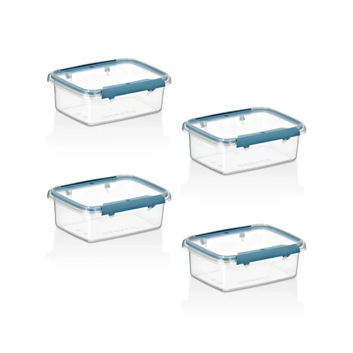 4Lü Set Press - Lock Saklama Kabı 360 ML MAVİ