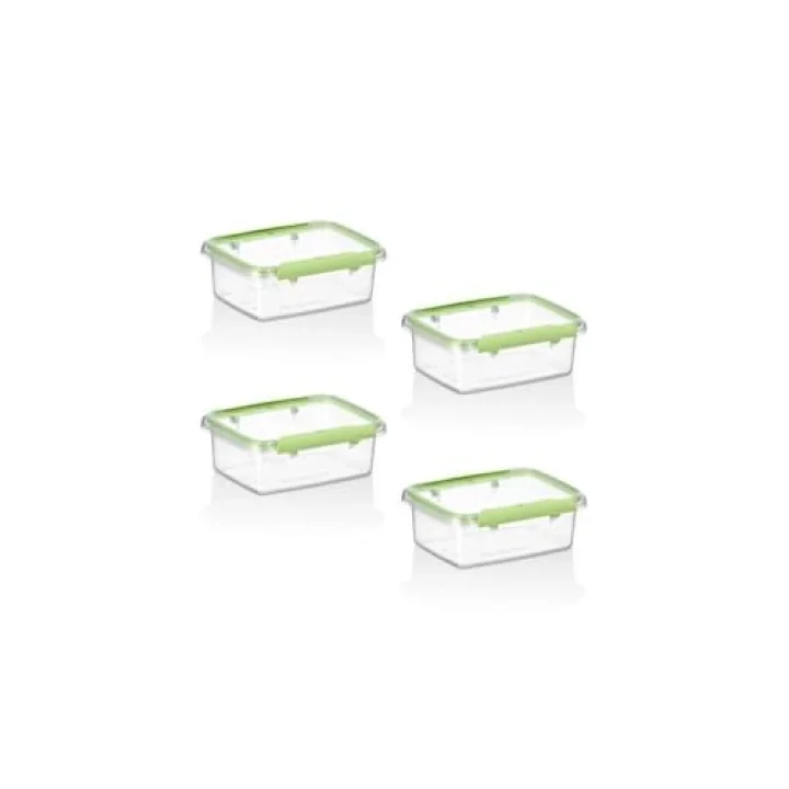 4Lü Set Press - Lock Saklama Kabı 360 ML MAVİ