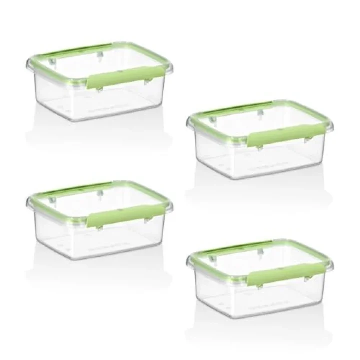 4Lü Set Press - Lock Saklama Kabı 820 ML YEŞİL