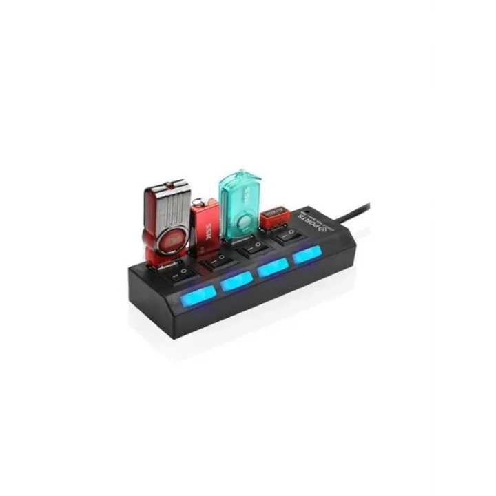 4 Port Usb 2.0 Hub Çoğaltıcı Çoklayıcı Switch Işıklı Anahtarlı