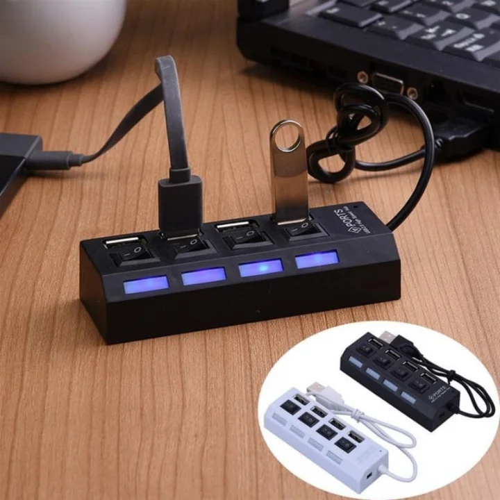 4 Port Usb 2.0 Hub Çoğaltıcı Çoklayıcı Switch Işıklı Anahtarlı