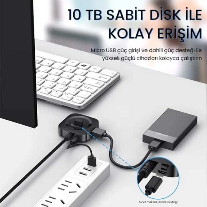 4 Port USB 3.0 Çoklayıcı Hub Siyah